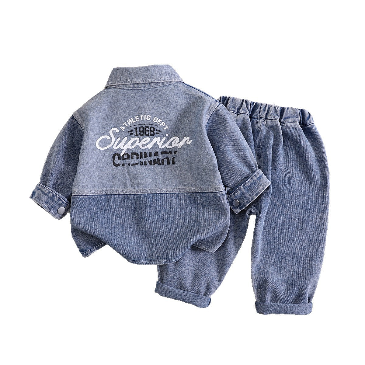 Baby and children's denim long sleeved three piece set