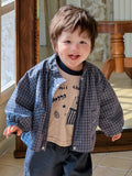 Spring Children's Plaid Coat Cartoon T-Shirt and Casual Pants