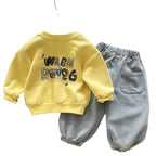 Baby and children's casual round neck shirt long sleeved two-piece set