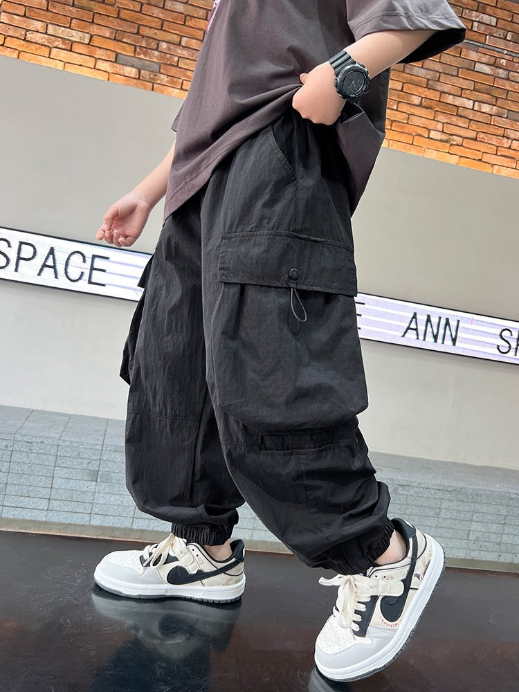 Cargo Pants for Boys Mosquito-Proof Long Trousers Trendy Sporty Style