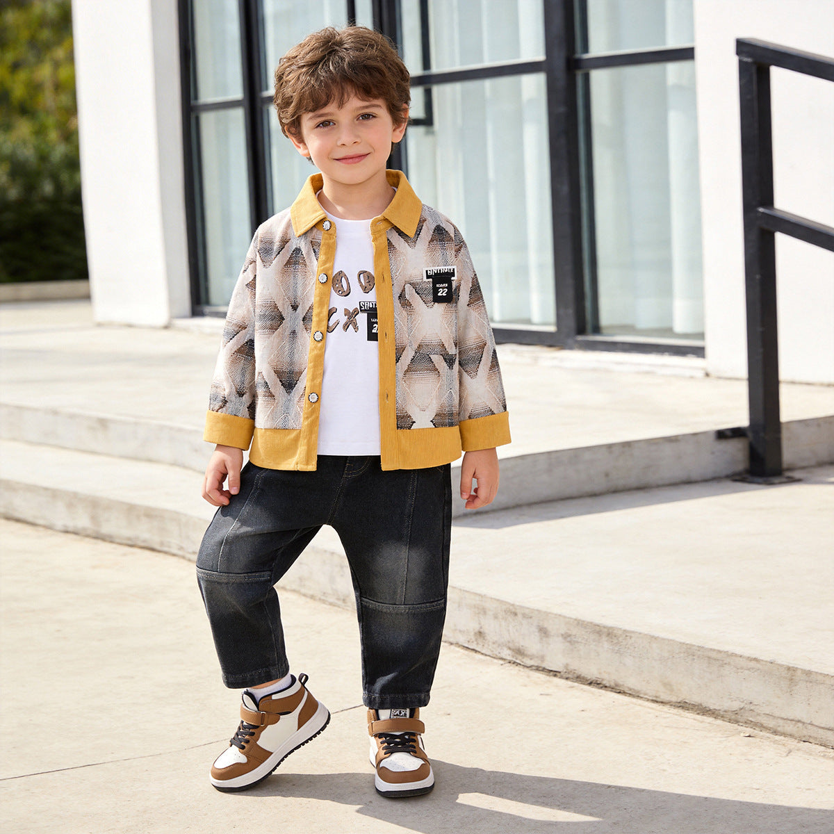 Children's clothing autumn style children's clothing cardigan long sleeved three piece set