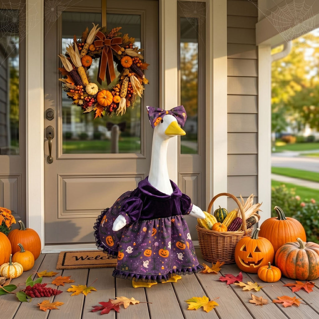 PorchGoose Halloween Costume Purple Velvet Printed Creative Outfit Set