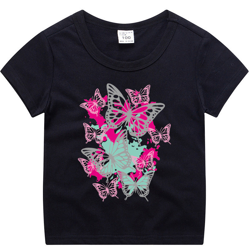 Short sleeved T-shirt girls' pure cotton base shirt