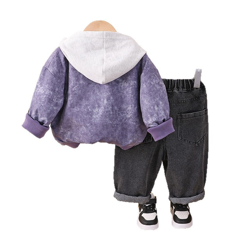 3-piece hooded tie dye baseball suit for babies