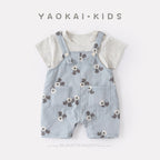 Casual Simple Short Sleeve Baby Boy Cartoon Dog Overalls Two-Piece Set