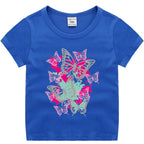 Short sleeved T-shirt girls' pure cotton base shirt
