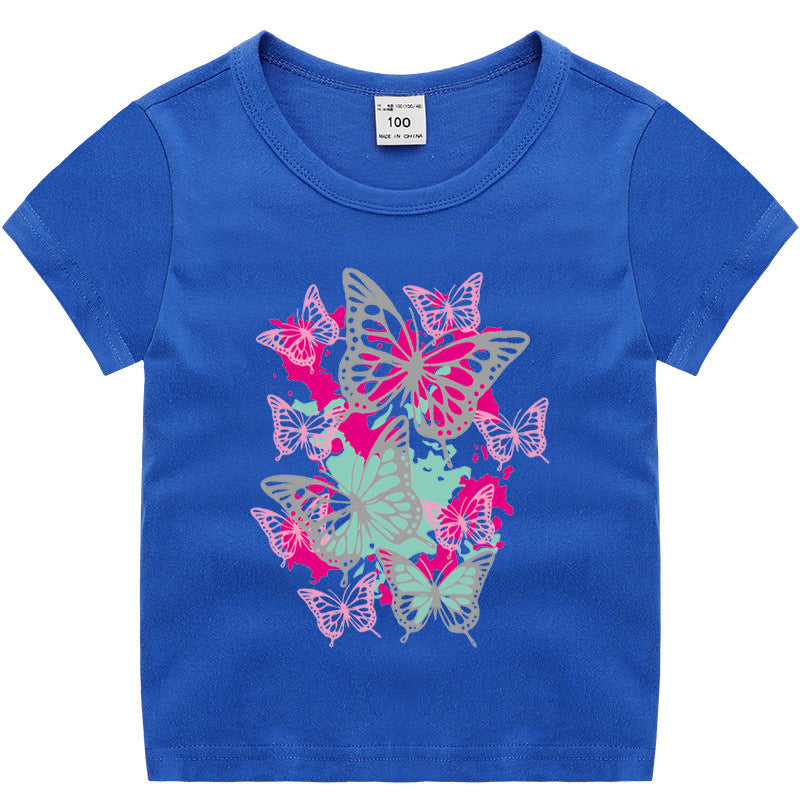 Short sleeved T-shirt girls' pure cotton base shirt