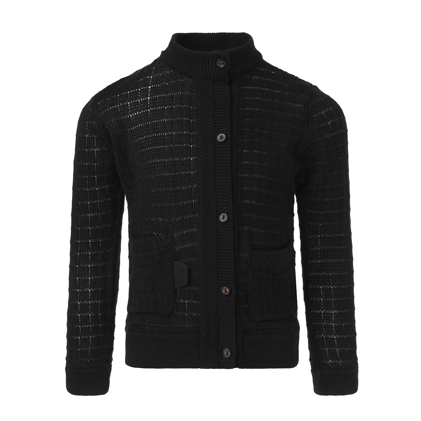 Black Summer Cardigan with Front Button Fastening