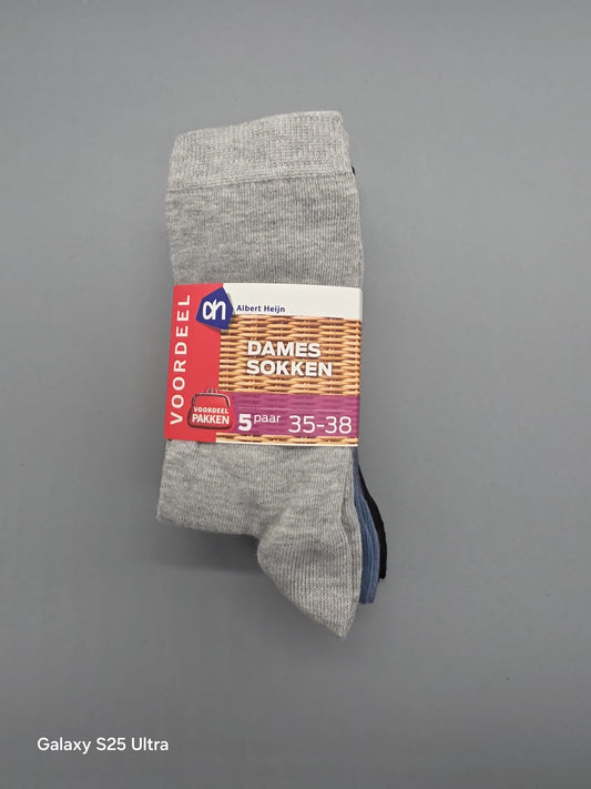 Damen Socken 5er-Pack – Mix Blau/Grau/Schwarz | Gr. 35–38