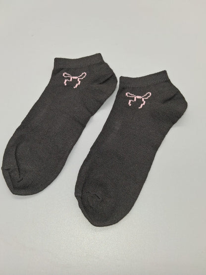 Damen Sneaker-Socken Dunkelgrau Schleife Nahaufnahme Schaft