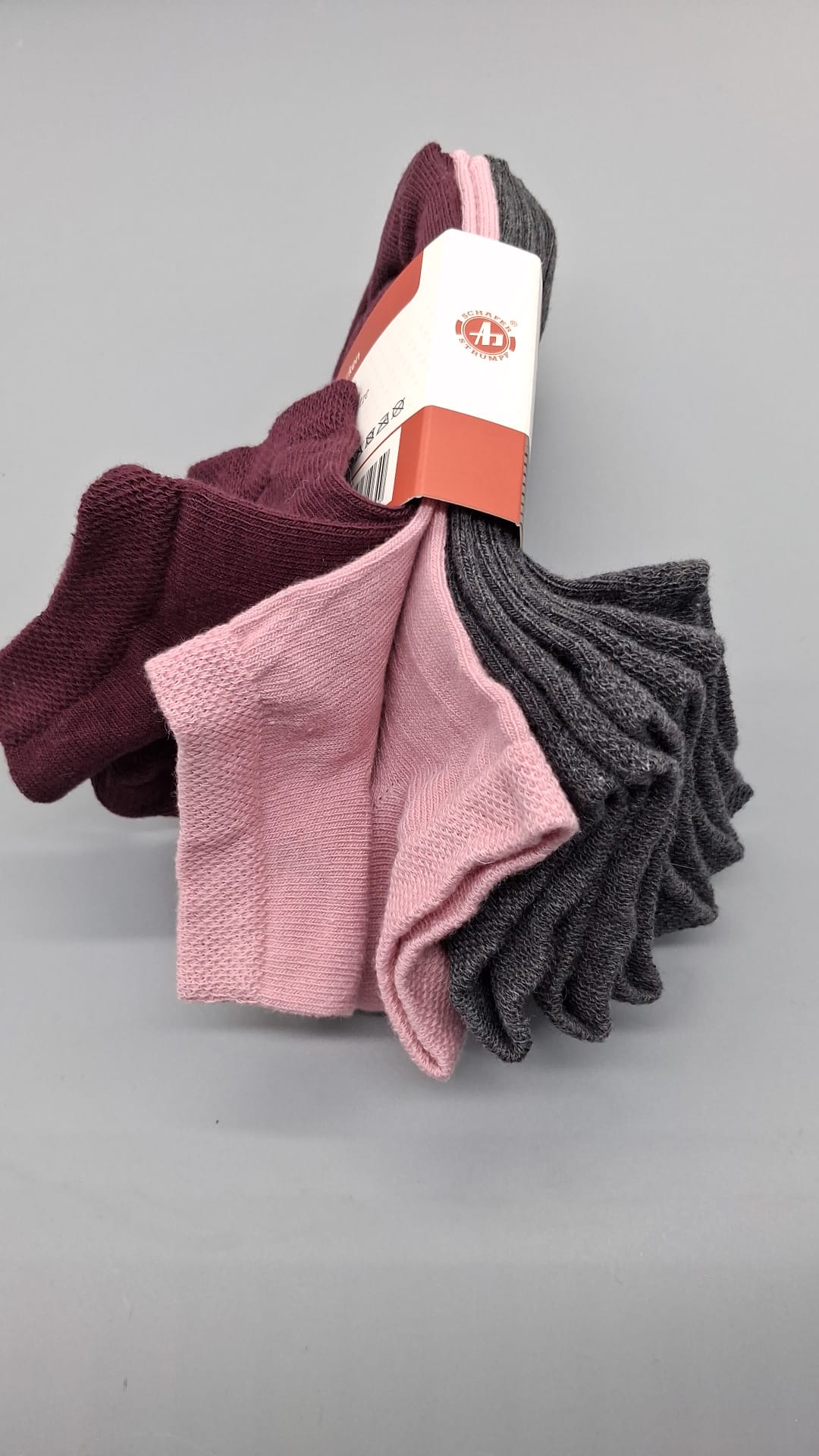 Schwarze, bordeauxfarbene und rosafarbene Damen-Sneaker-Socken im 5er-Pack