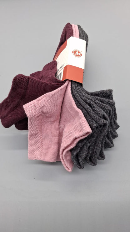 Schwarze, bordeauxfarbene und rosafarbene Damen-Sneaker-Socken im 5er-Pack