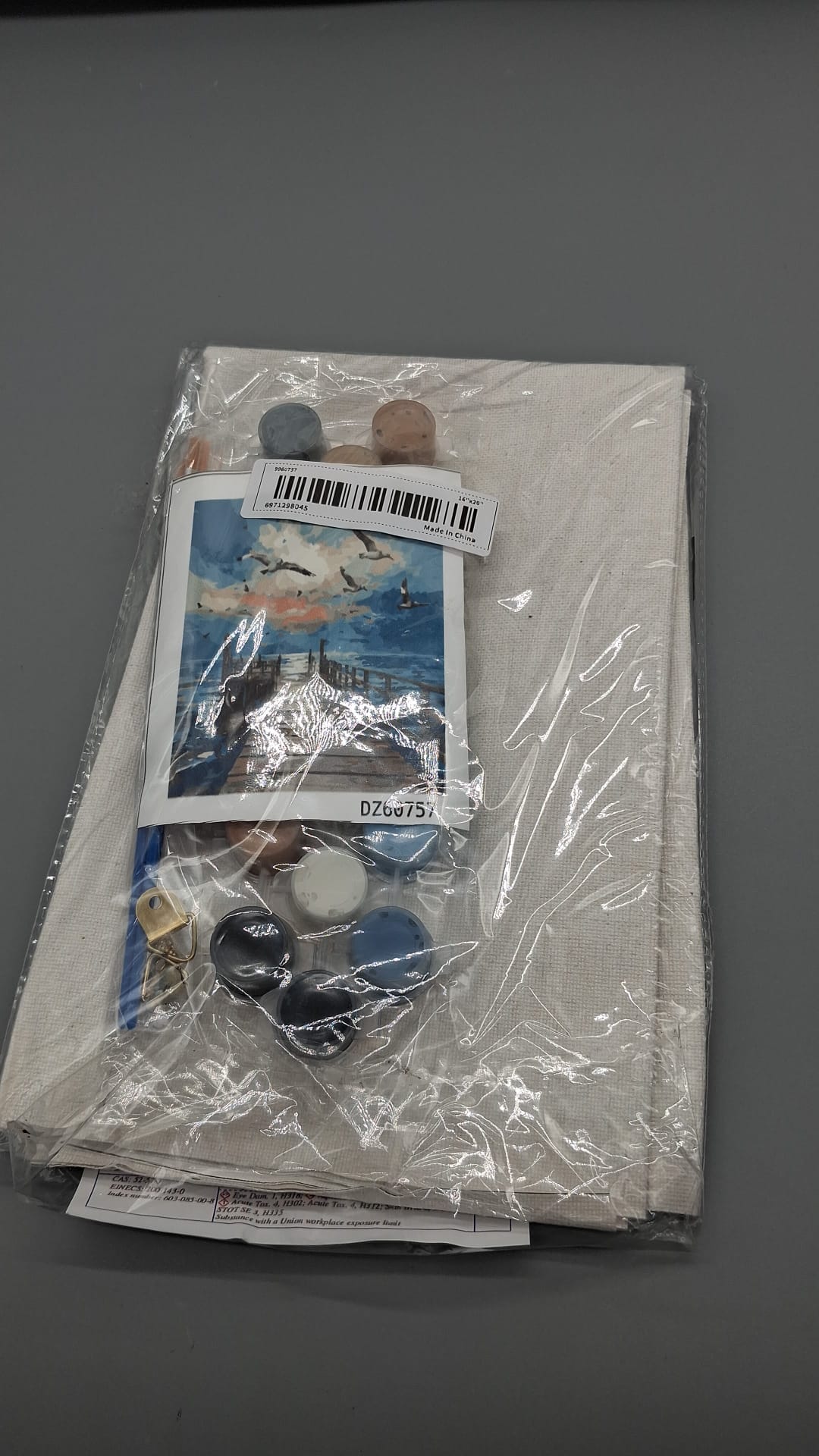 Vorderseite des verpackten Malen-nach-Zahlen-Sets DZ6075 mit Küstensteg und Farbtöpfchen