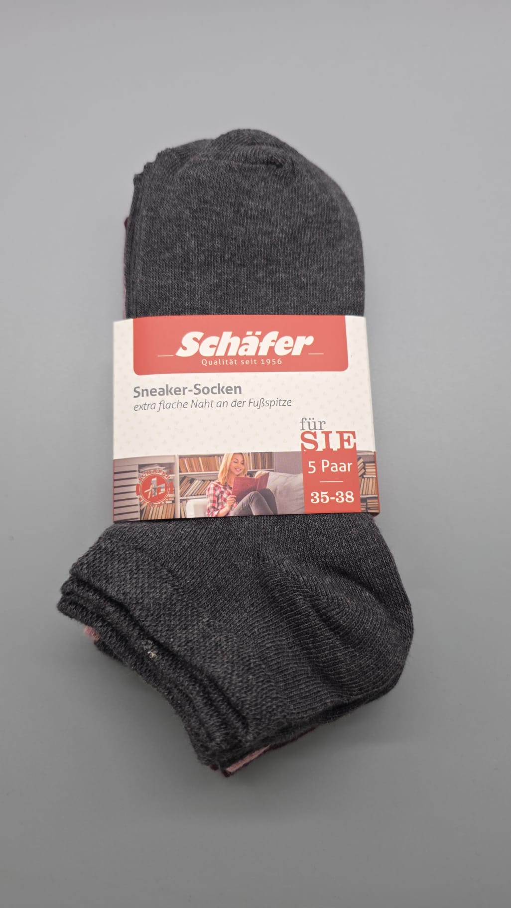 Schäfer Damen-Sneaker-Socken 5er-Pack Größe 35–38 mit Banderole