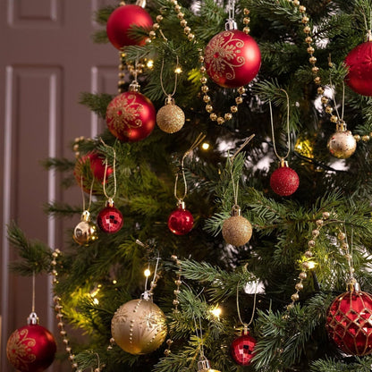 Rote und goldene Christbaumkugeln im 49-teiligen Set – Bild 4