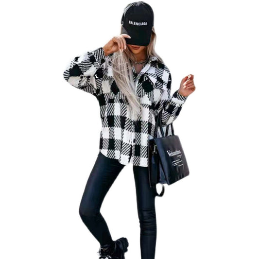Karierte Hemdjacke für Damen – Bild 2