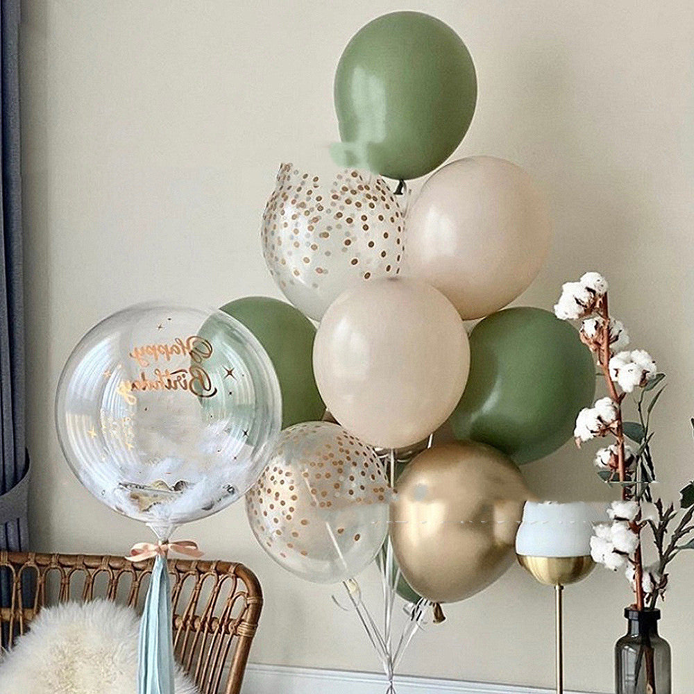 Ballongirlande Avocadogrün, Gold & Weiß – Ansicht 2