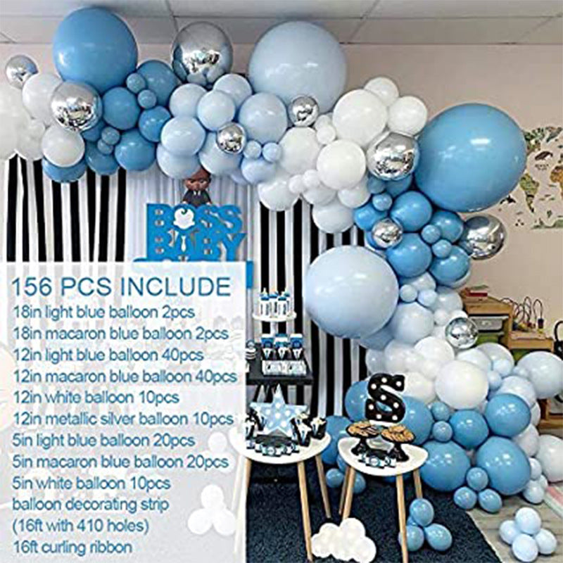 Ballongirlande in Blau, Weiß und Silber, Ballonbogen-Set – Ansicht 4