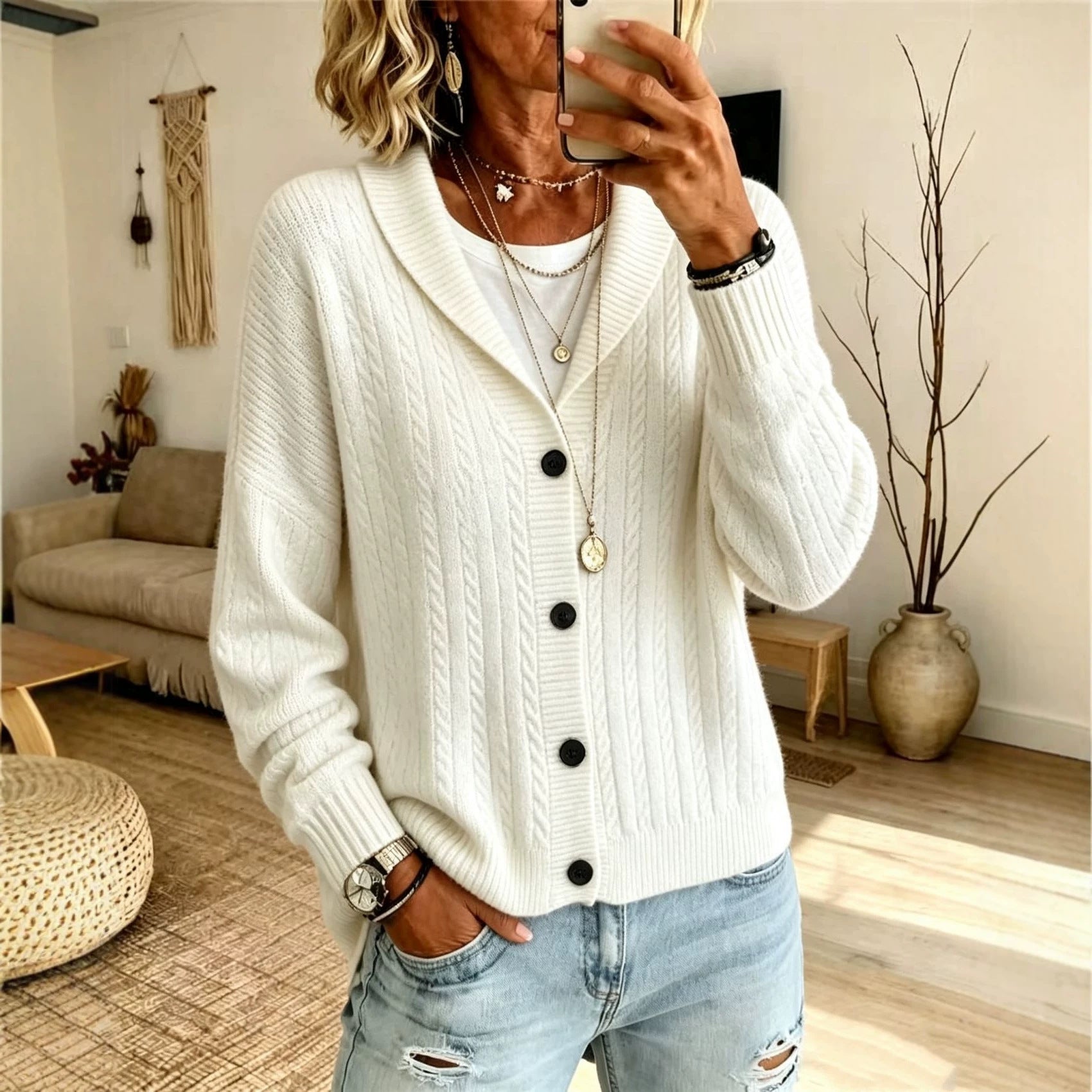 Basic Cardigan Rippenstrick