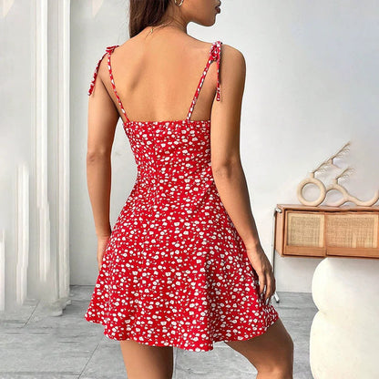 Blumenprint A-Linien Sommerkleid – Tailliertes Casual Kleid Damen – Ansicht 3