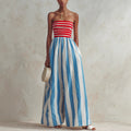 Jumpsuit Schulterfrei Gestreift