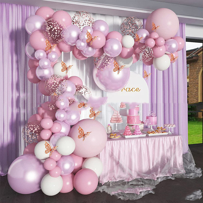 Ballongirlande in Metallic-Rosa und Flieder – Ansicht 1