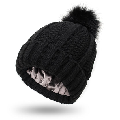 Gefütterte Strickmütze mit Kunstfell-Bommel – Bild 5
