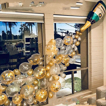 Folienballon-Set Sektflasche in Gold – Ansicht 1