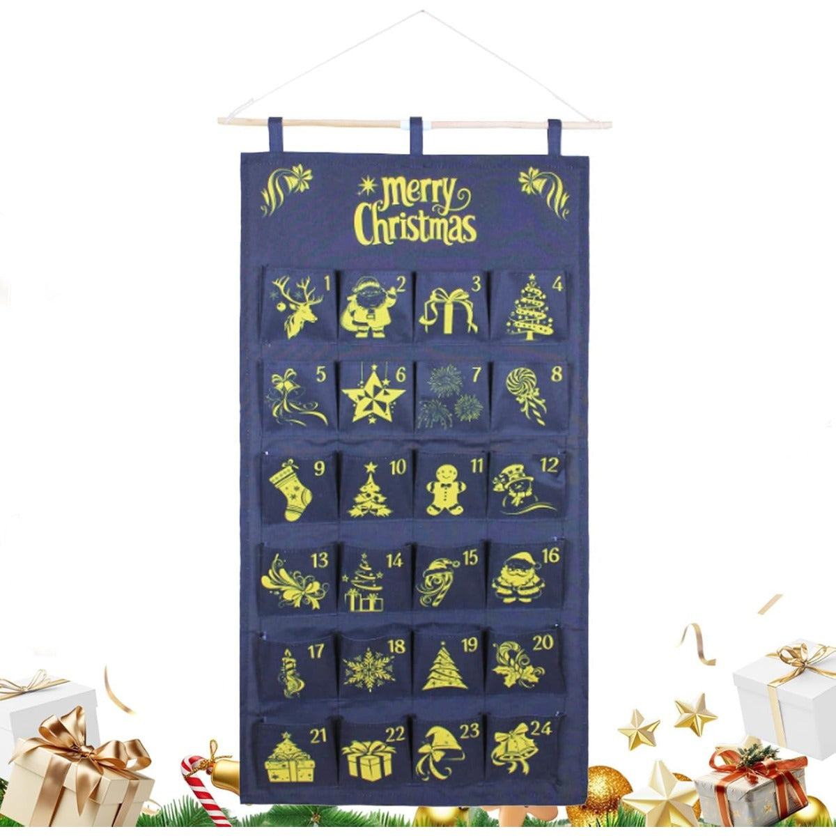 Adventskalender aus Stoff mit 24 Beuteln zum Befüllen – Bild 2