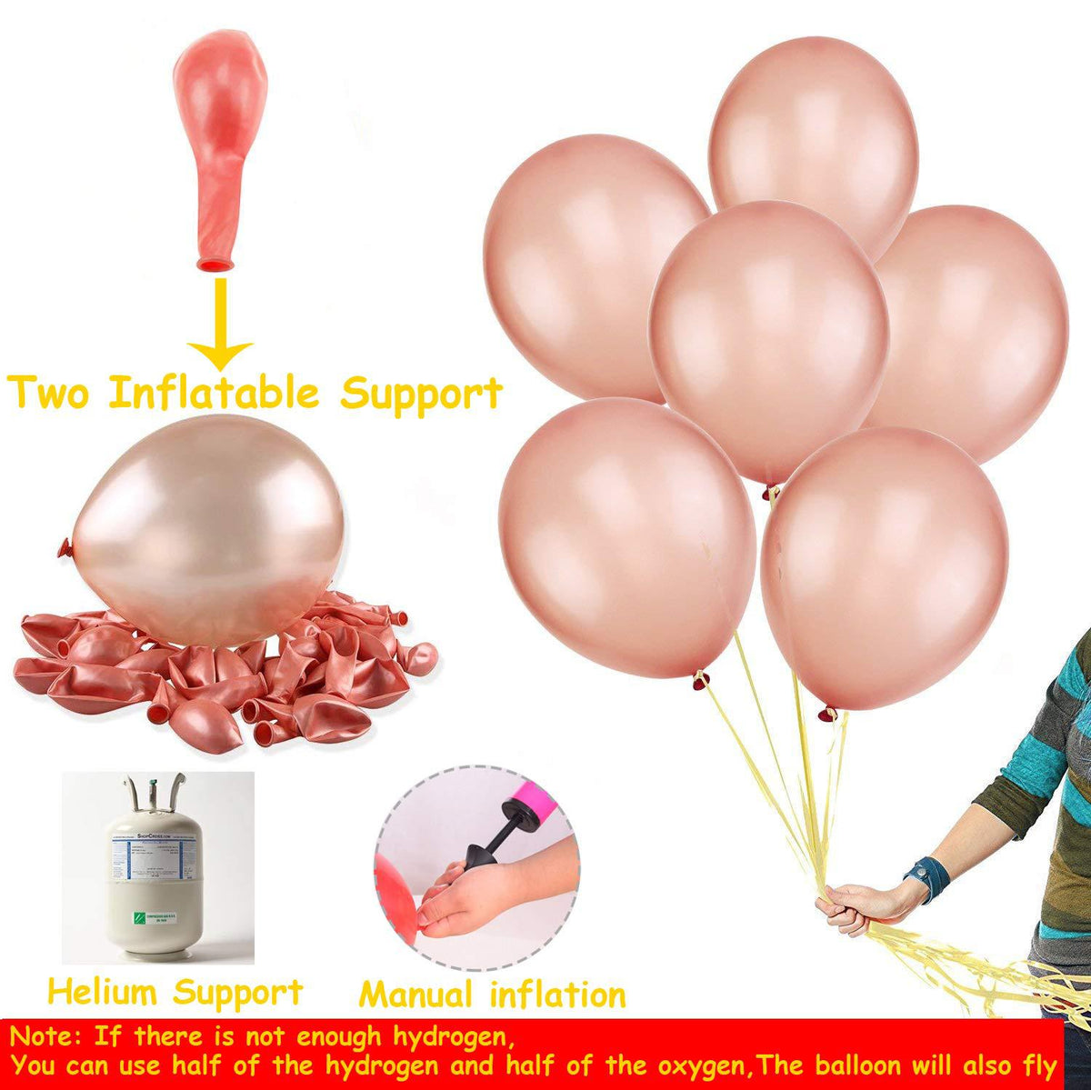 Happy-Birthday-Ballon-Set in Roségold mit Buchstabenballons – Ansicht 3