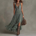 Plissiertes Rundhals-Kleid