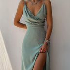 V-Neck Slit Sling Dress Summer Fashion Sexy Slim Suspender Dresses for Women Clothing