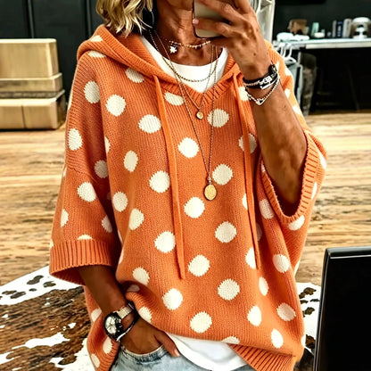 Damen Kapuzenpullover mit Punktemuster, Detailansicht