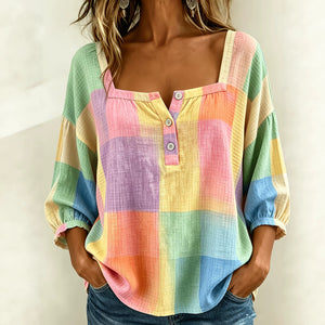Damen Casual Loose-Fit Top mit eckigem Ausschnitt