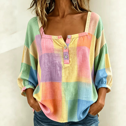 Damen Casual Loose-Fit Top mit eckigem Ausschnitt