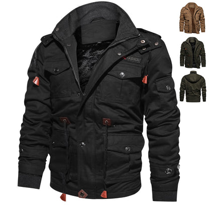 Herren Winterjacke mit abnehmbarer Kapuze, gefüttert