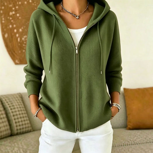 Strickjacke Damen mit Kapuze und Reißverschluss