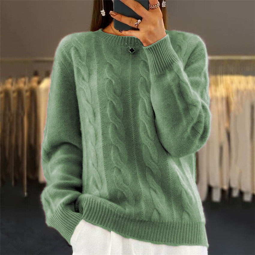 Damen-Zopfstrickpullover im Retro-Stil