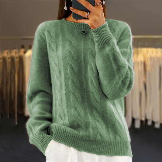Damen-Zopfstrickpullover im Retro-Stil