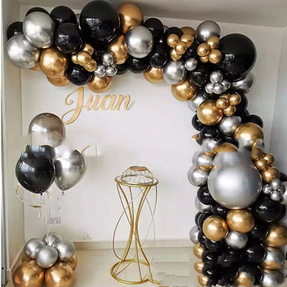 Ballongirlande in Schwarz-Gold, Ballonbogen-Set – Ansicht 1