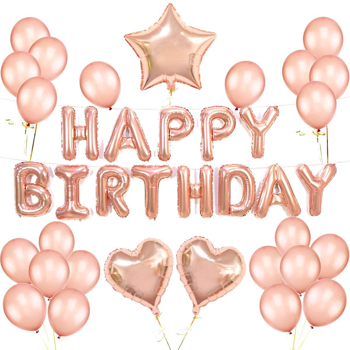 Happy-Birthday-Ballon-Set in Roségold mit Buchstabenballons – Ansicht 2