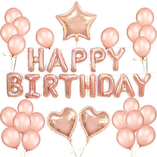 Happy-Birthday-Ballon-Set in Roségold mit Buchstabenballons – Ansicht 2