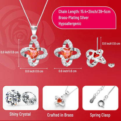 Ewige Rose Schmuckset – Echte konservierte Rose mit Halskette & Ohrringen – Ansicht 3