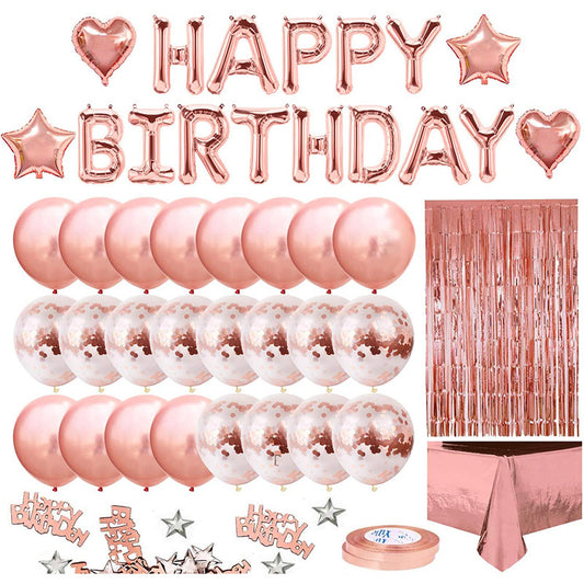 Party-Deko-Set mit Lametta-Tischvorhang und Ballons – Ansicht 2