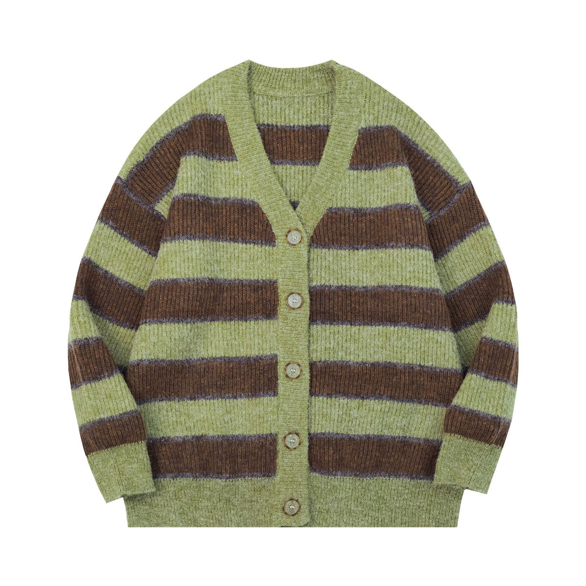 Gestreifte Damen-Strickjacke in Grün – Bild 11