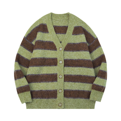 Gestreifte Damen-Strickjacke in Grün – Bild 11