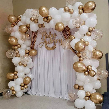 Ballongirlande in Weiß und Gold, Ballonbogen-Set – Ansicht 3