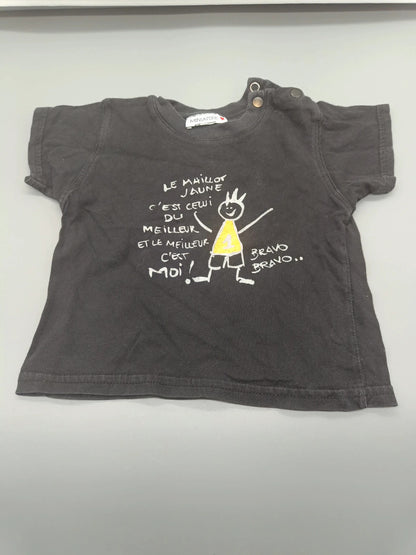Schwarzes Miniature T-Shirt mit Aufdruck, Größe 80