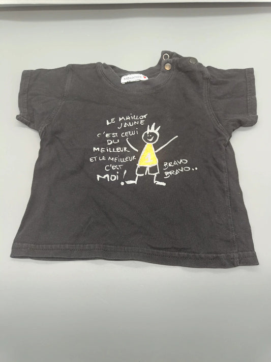 Schwarzes Miniature T-Shirt mit Aufdruck, Größe 80