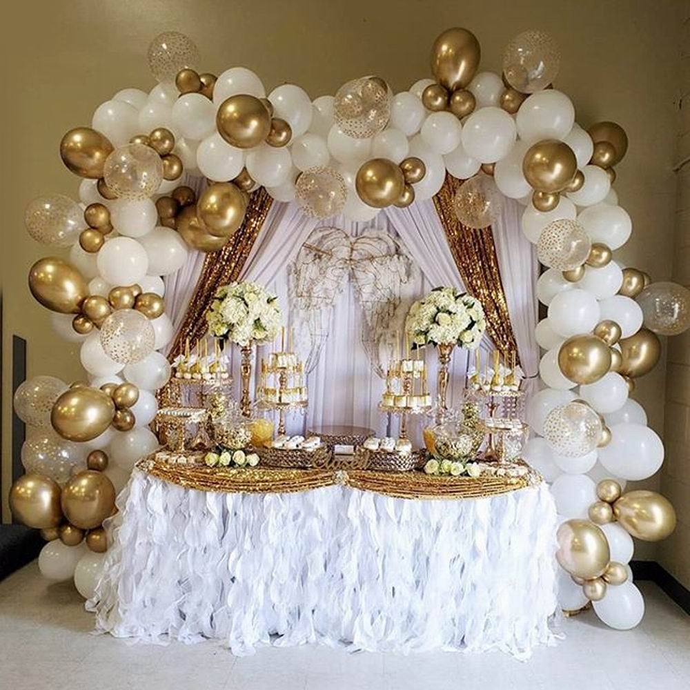 Ballongirlande in Weiß und Gold, Ballonbogen-Set – Ansicht 1